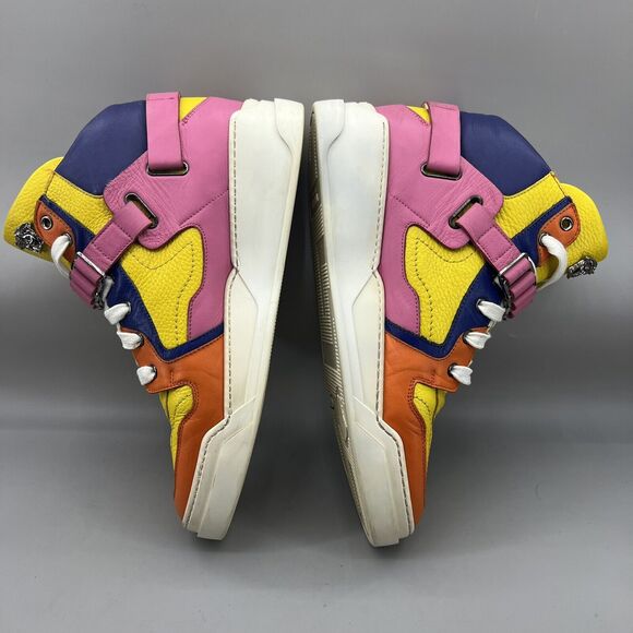 Versace Spring 2015 Sneakers Men’s 10 US, 43 EU‎ Yellow Pink Leather Zip Strap main image 9